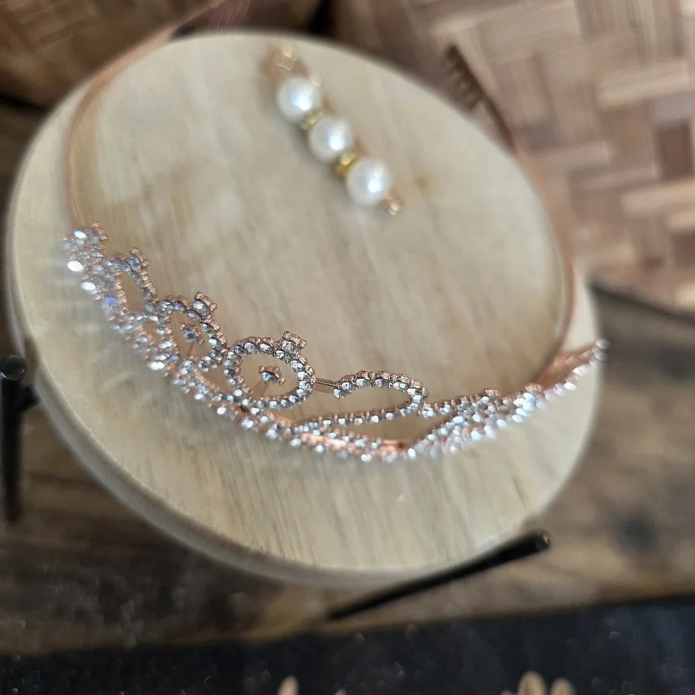 Rose Gold Metal Rhinestone Happy 21st Birthday‎ Princess Tiara Sash Party Outfit